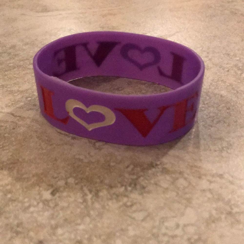 Purple love rubber bracelet